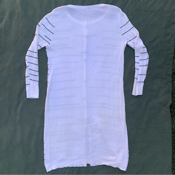 White Duster Length Cardigan with Black Dashes (Cabi) - Picture 7 of 7